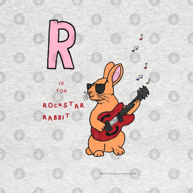 R is for Rockstar Rabbit by JennyGreneIllustration